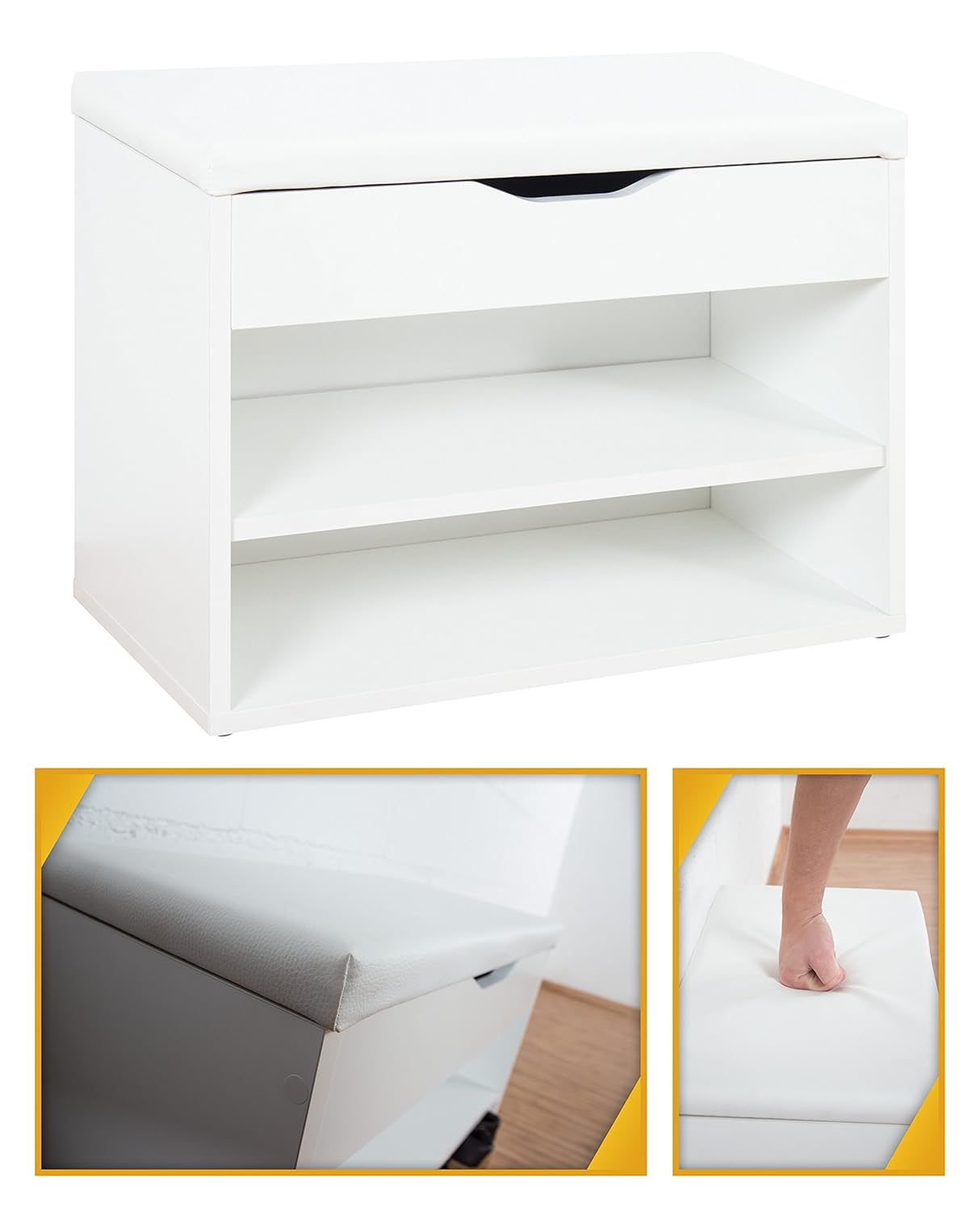 RICOO Banco de Armario Zapatería con almacén Plegable WM032-W-A