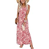 WIHOLL Maxi Dress Summer Dresses 2026 Beach Vacation Clothes Sleeveless Sundresses with Pockets Boho S-3XL