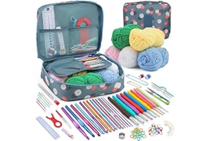 Pnytty Crochet Kit for Beginners Adults, 107pcs Starters Knitting Kit Include Crochet Yarn, Ergonomic Crochet Hooks, Knitting Tool Supplies for Travel Craft DIY