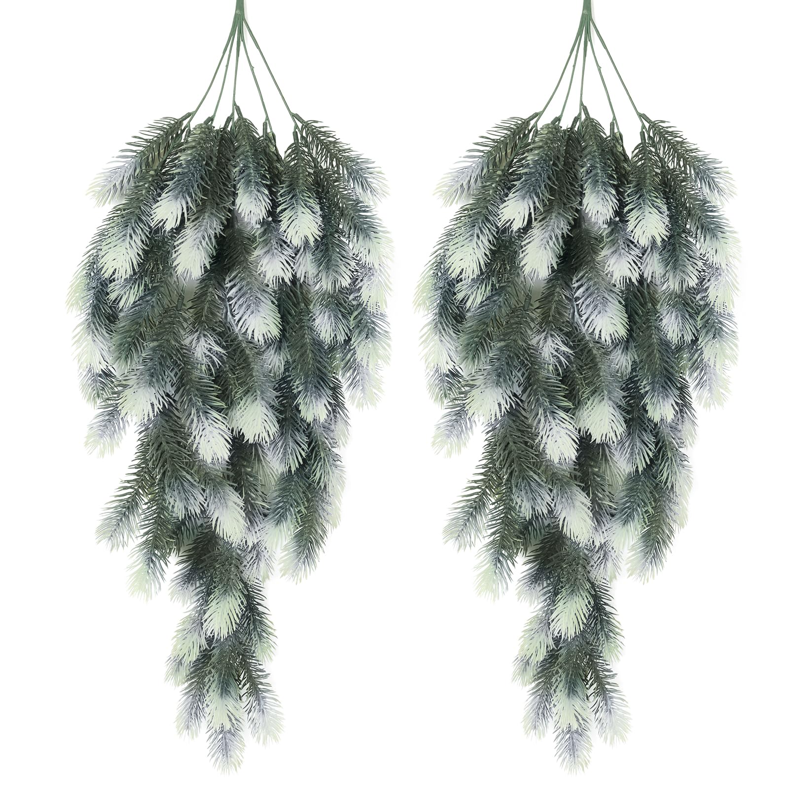 RECUTMS Christmas Teardrop Swag Artificial Christmas Pine Needle Hanging Swag Faux Winter Teardrop Swags Wreath Hanging Plants for Front Door Wall Home Decor（White） — image 1