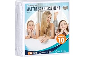 Utopia Bedding Zippered Mattress Encasement Twin, 100% Waterproof Bed Bug and Dust Mite Proof Mattress Protector, Absorbent Six-Sided Mattress Cover (Pack of 10)