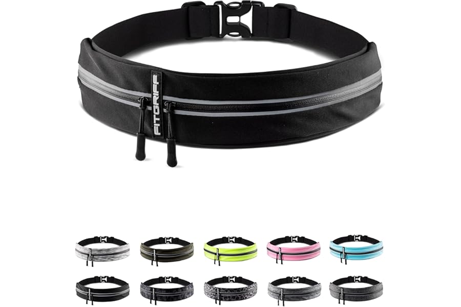 Fitgriff® Running Belt for Men & Women - Secure Jogging Pouch for Phone, Keys & Essentials - For All Cell Phones