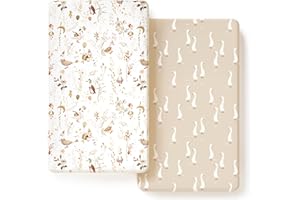 GRSSDER Stretch Ultra Soft Jersey Knit Fitted Crib Sheets Set 2 Pack，Fit All Standard Crib Mattress Pads Safe and Snug, Crib 