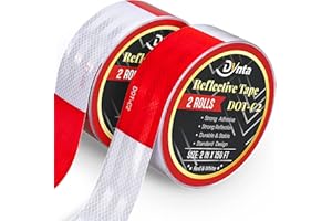 Dynta Reflective Tape Dot 2Inch x 300Feet Reflector DOT-C2 Safety Waterproof Adhesive Conspicuity Red and White Tape for Trailer, Trucks, Cars,Yachting,Outdoor 2 Rolls (2Inch x 150Feet)