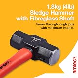 Amtech 4lb Sledge Hammer Heat Treated Drop Forged Head Fibreglass Shaft view 2