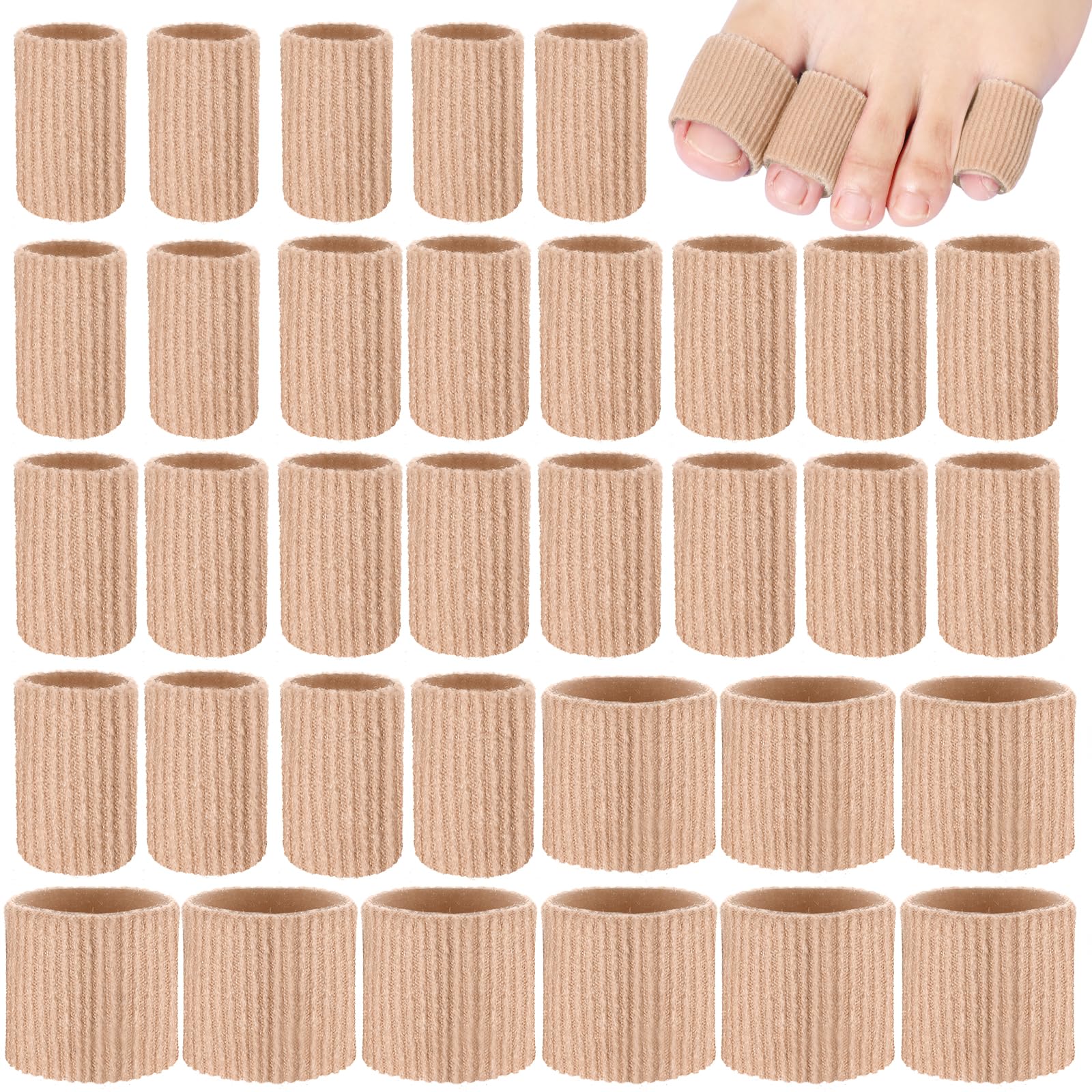Photo 1 of Blulu 36 Pieces Toe Tubes 0.98 Inches Cushion Tube Corn Pads for Toes Sleeves Soft Gel Protectors for Cushions Corns Blisters Calluses 3 Size (Brown)