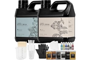 TANSOREX Epoxy Resin 64oz - Crystal Clear Art Resin & Hardener Kit for Beginners, No Yellowing, No Bubble, Fast Cure, Self Leveling, Easy Mix 1:1 for River Table Top, Art Crafts, Jewelry Making