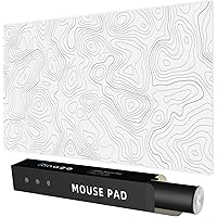 Rinaze Large Gaming Mouse Pad Desk Mat with White Topographic, Anti-Slip Keyboard Pad with Multifunctional, Comfortable Big X
