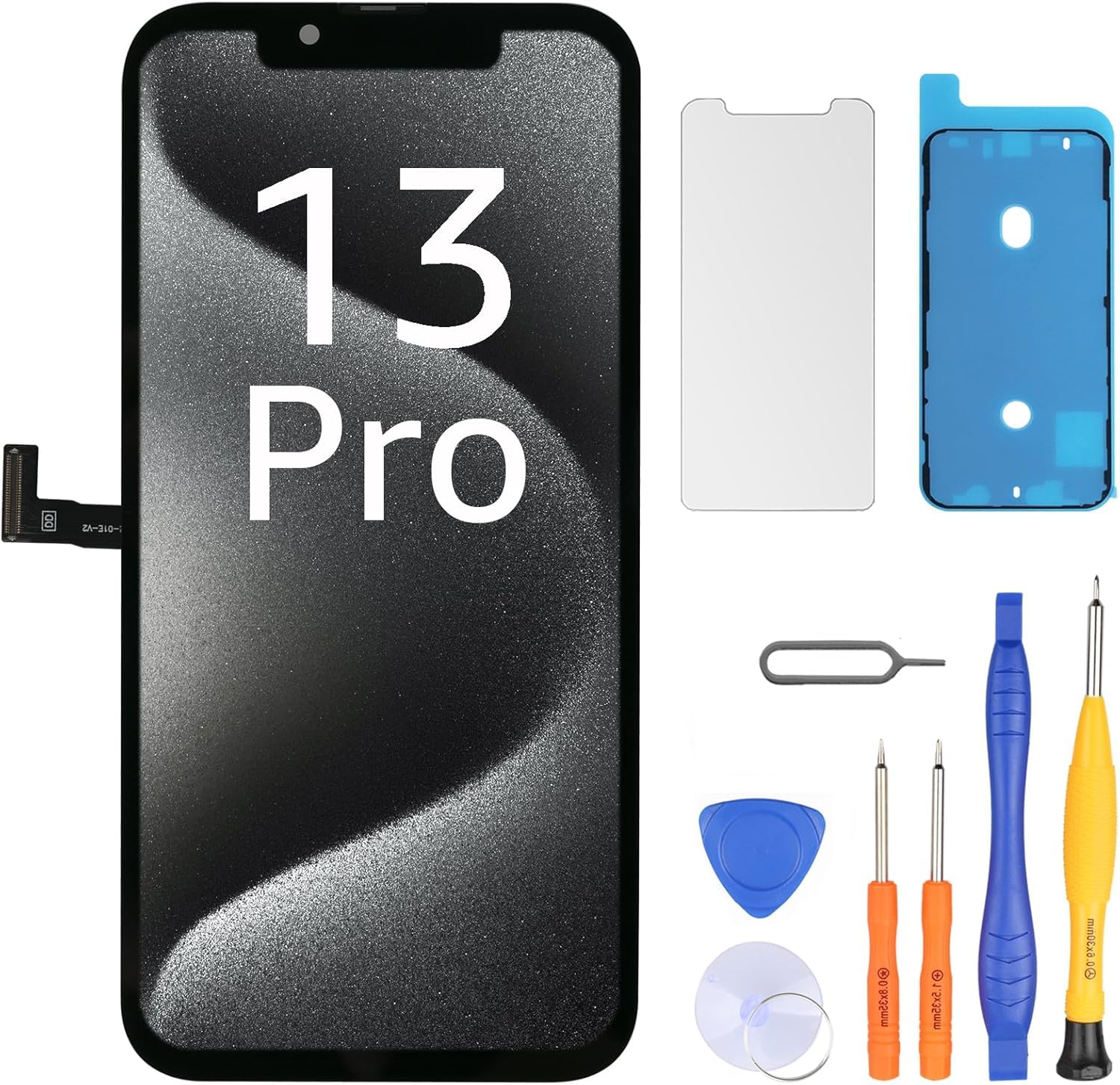 LL TRADER Screen Replacement for iPhone 13 Pro 6.1" LCD Retina FHD Display COF Touch Screen Digitiser with Repair Tool Kits, Waterproof Tape, Screen Protoctor