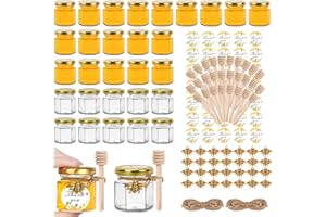 1.5oz Mini Honey Jars with Dipper 30Pack, Jaisie.W Glass Jars for Baby Shower Favors/Wedding Favors for Guests Bulk-Mini Cann