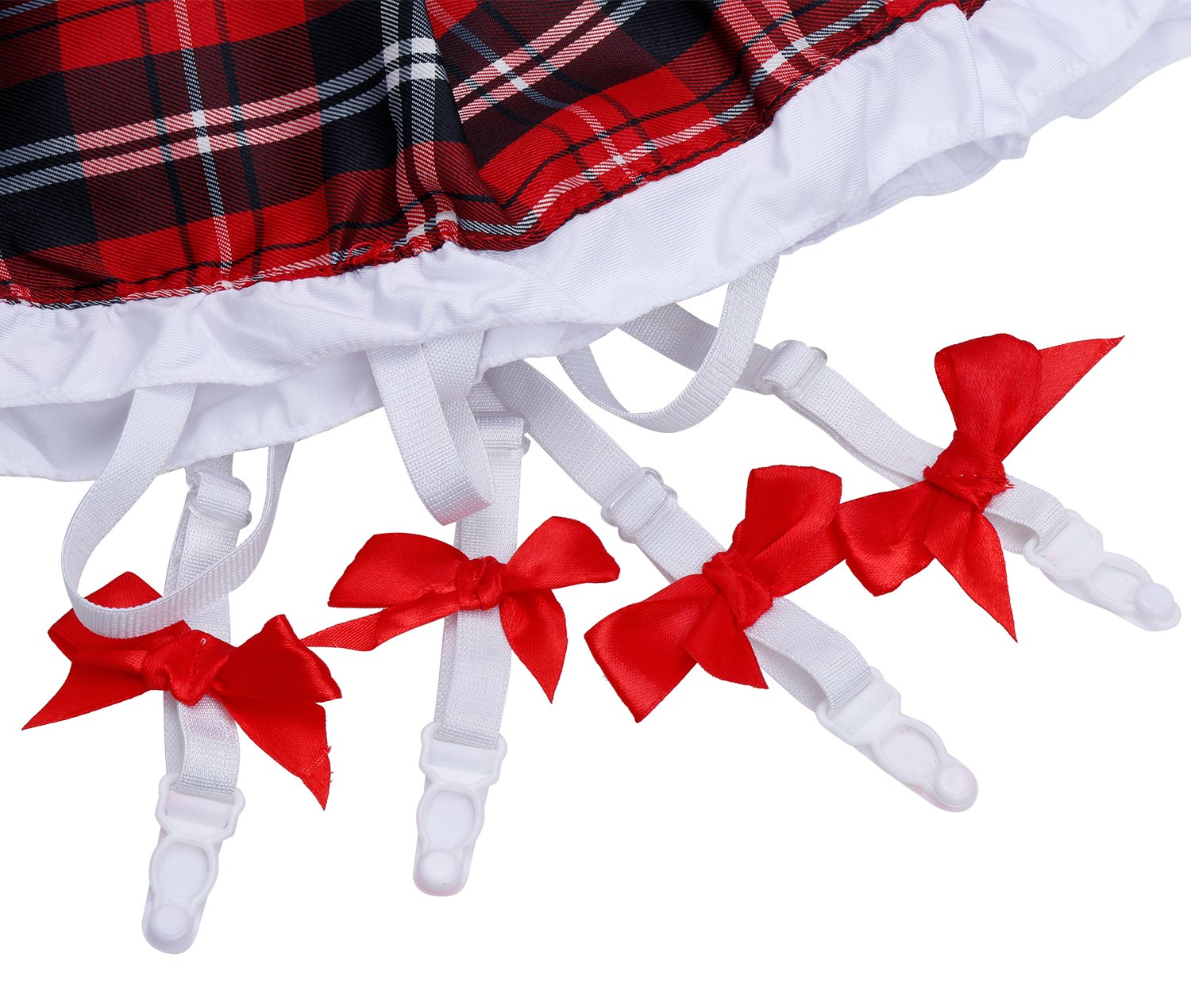 WESIDOM Women\'s Schoolgirl Lingerie Set,Plaid Skirt School Girl Uniform Costume 3 Pieces Set