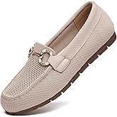 Women's Knit Slip On Loafers - Breathable Mesh Flats with Memory Foam Insole & Arch Support, Non-Slip Comfortable Shoes for Work Office Commute, Driving, Casual Daily Walking (Wide Foot Friendly)