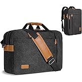ESTARER 3 In 1 Laptop Bag for Men, 17-17.3 Inch Computer Bag Laptop Backpack for Work/Travel/Business, Convertible Briefcase Water Resistant Canvas Messenger Bag (Dark Grey)