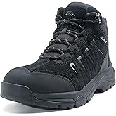 OUTJET Men's Waterproof Hiking Boots Lightweight Comfortable Leather Mid Ankle Outdoor Trekking Boot
