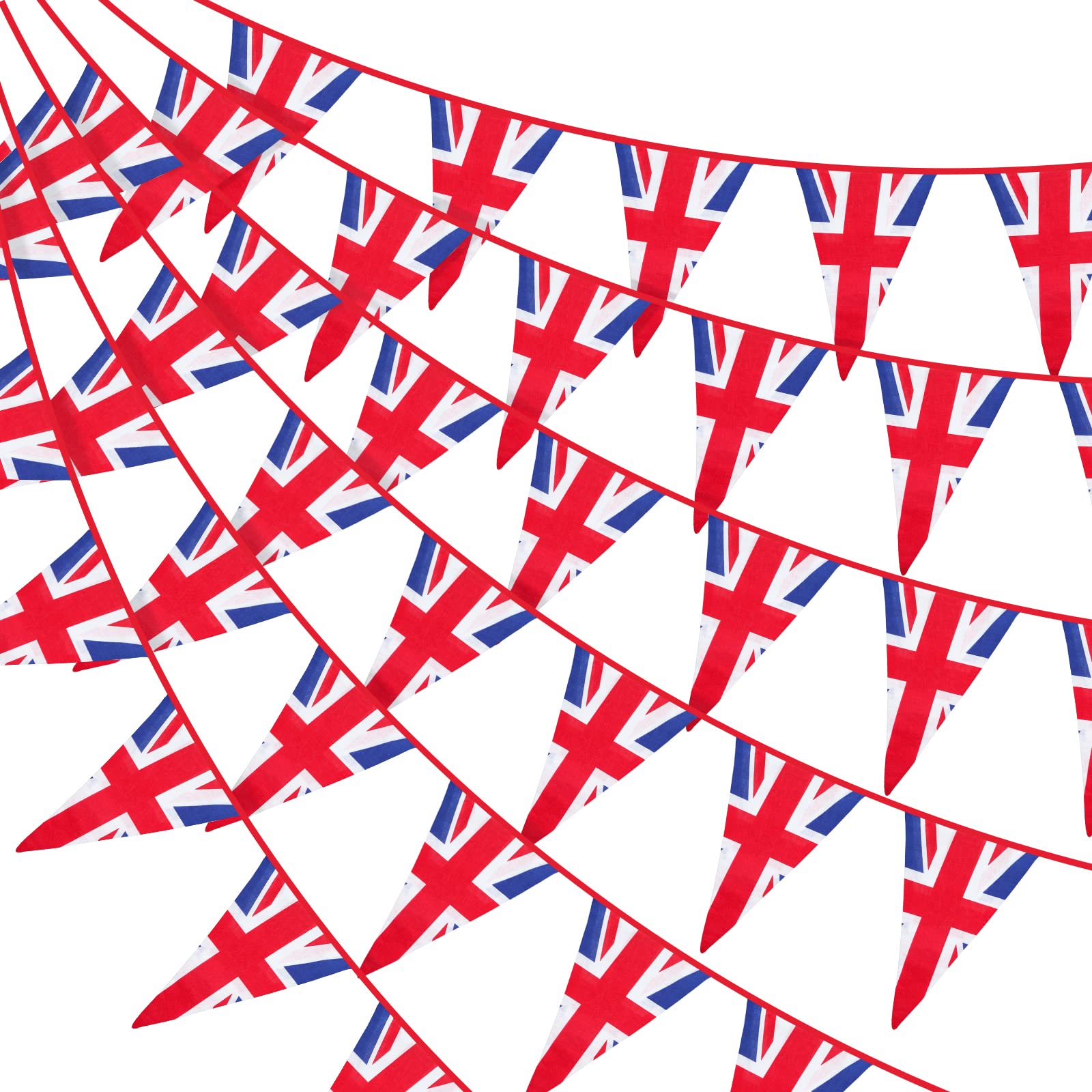 G2PLUS 10M Fabric Union Jack Bunting Banner Cotton 24PCS Double Sided British Bunting Garland 17CM * 25CM UK British Flag Banner for Party Decor Bar National Royal Decoration