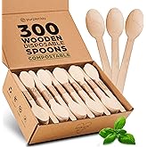 PURPLECLAY Disposable Wooden Spoons for Eating – 300 Pack Wooden Disposable Spoon, FSC Certified Wood Compostable Spoons, Biodegradable Wood Cutlery, Plastic-Free Utensils for Parties, Catering