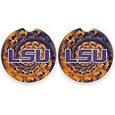 LSU Tigers Set of 2 Car Coasters by Magnolia Lane- Removable Absorbent Ceramic Stone Coasters - Ideal Gift for Students, Alumni and Everyday Fan - Show