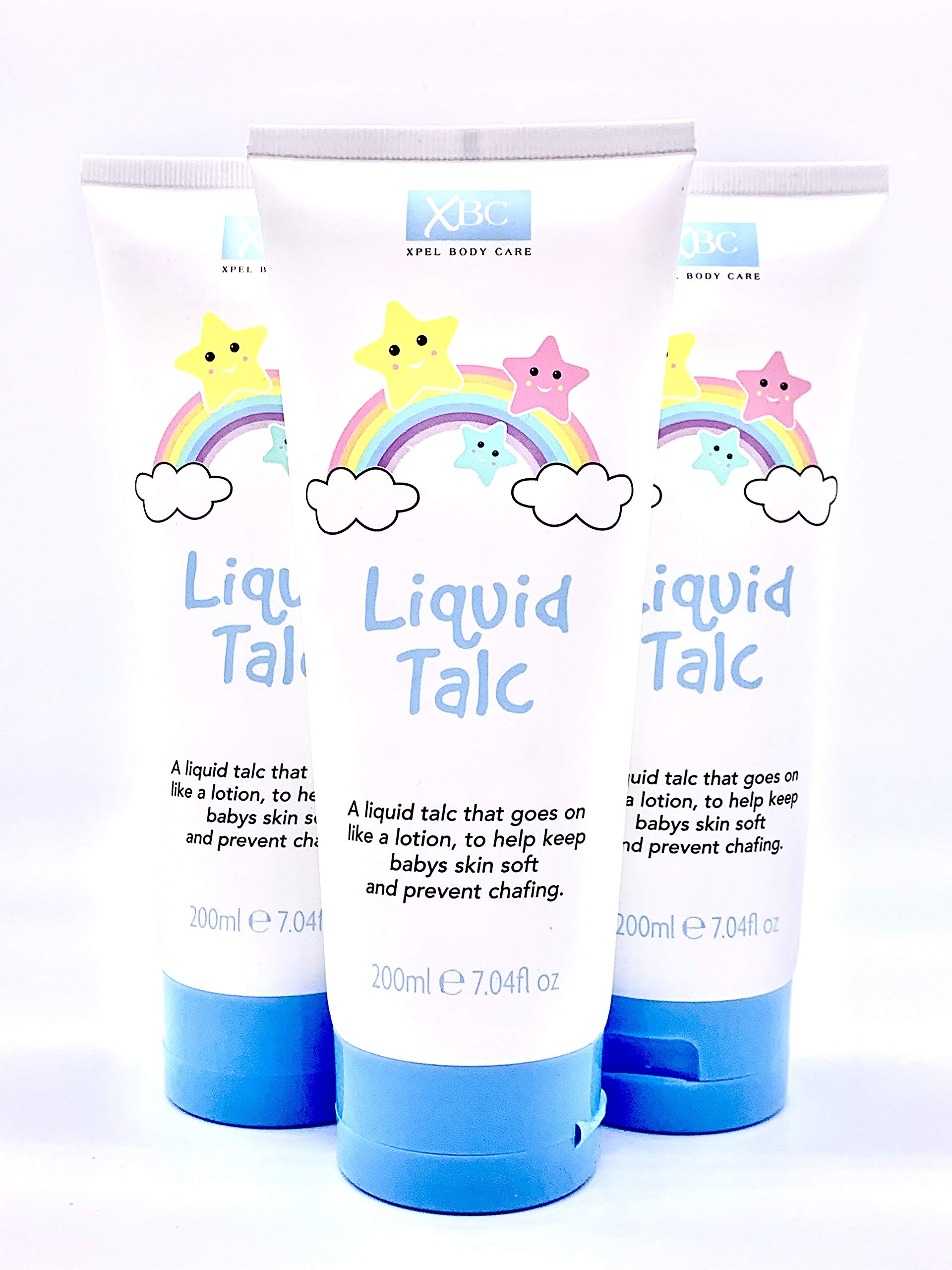 XBC Liquid Talc Bundle - 3 x 200g Tubes. A Liquid Talc That Goes On Like A Lotion. Keeps Babys Skin Soft and Prevents Chafing