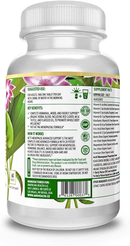 Amazon Com Actif Organic Menopause Advanced Support With Organic