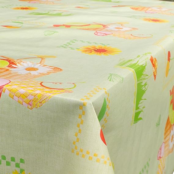 ANRO Wachstuch Wachstischdecke Tischdecke abwaschbar Picknick Hellgrün 160 x 140cm