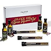 Thoughtfully Gourmet, Olive Oil Spice Infusion Gift Set, Premium Cold Pressed Extra-Virgin Olive Oil from Spain, Includes 4 Flavored Olive Oils and 3 Flavorful Spice Infusion Blends, Set of 7