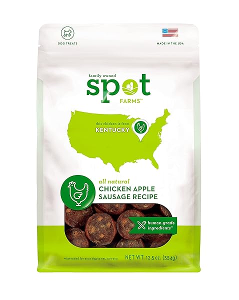 SPOT FARMS CHICKEN APPLE SAUSAGE HEALTHY ALL NATURAL DOG TREATS HUMAN GRADE MADE IN USA 12.5 OZ