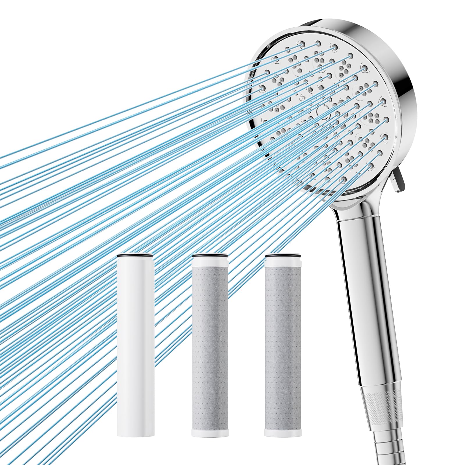 Hard Water Filter Shower Head and Hose, Cobbe Shower Head with 1 Pack 20 Stage Shower Filter and 2 Pack Replacement 2.0 Carbon Shower Filter, Water Softener Showerhead for 99% of Chlorine Remove