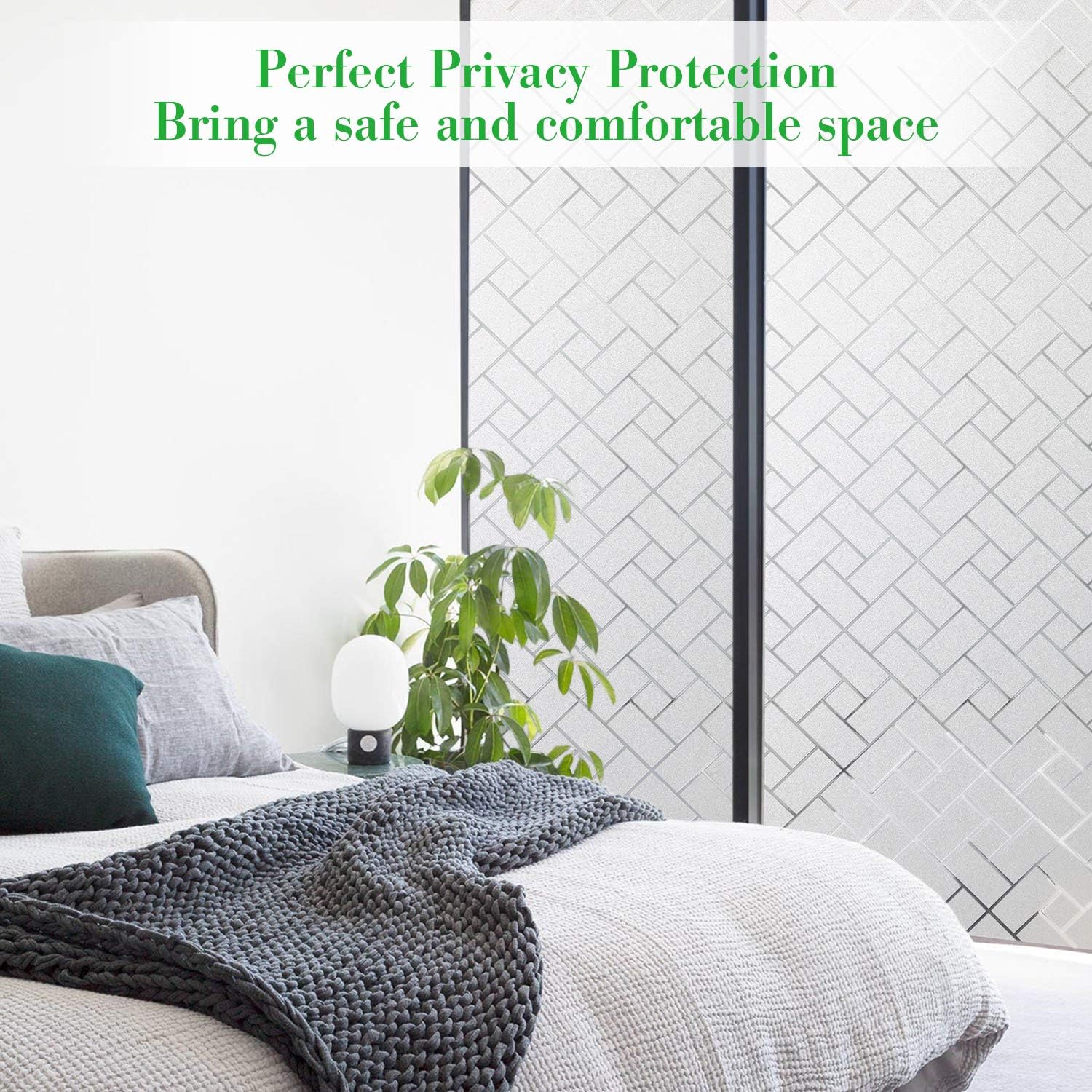Coavas Window Film Privacy Frosted Glass Film for Windows Static Clings Self-Adhesive Frosting Window Cover Vinyl Blinds Film Anti UV Window Sickers for Home (White,90x300cm) - Image 3