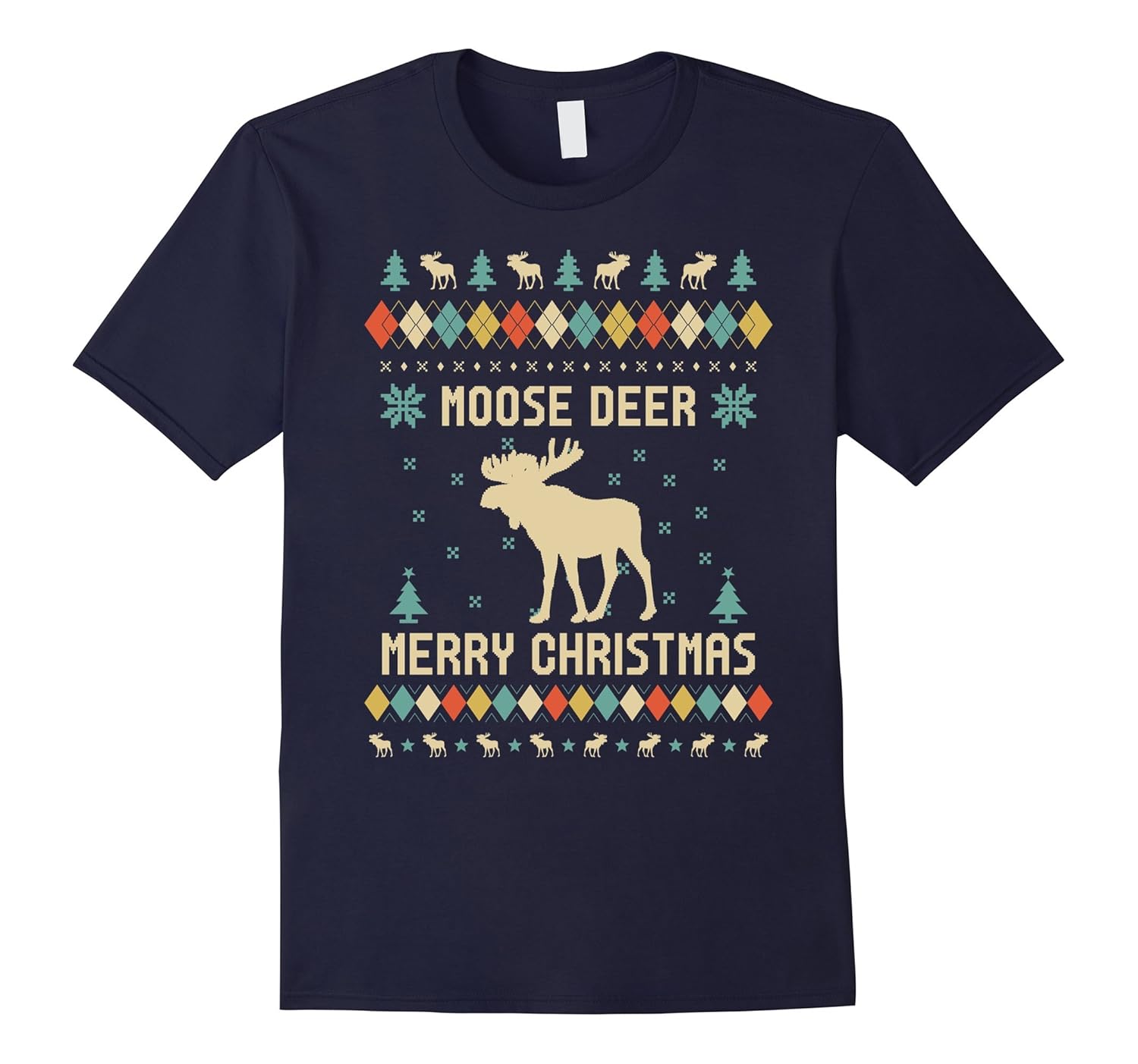 Moose Deer Christmas T-Shirt, Sweater Vintage Retro T-Shirt-ANZ