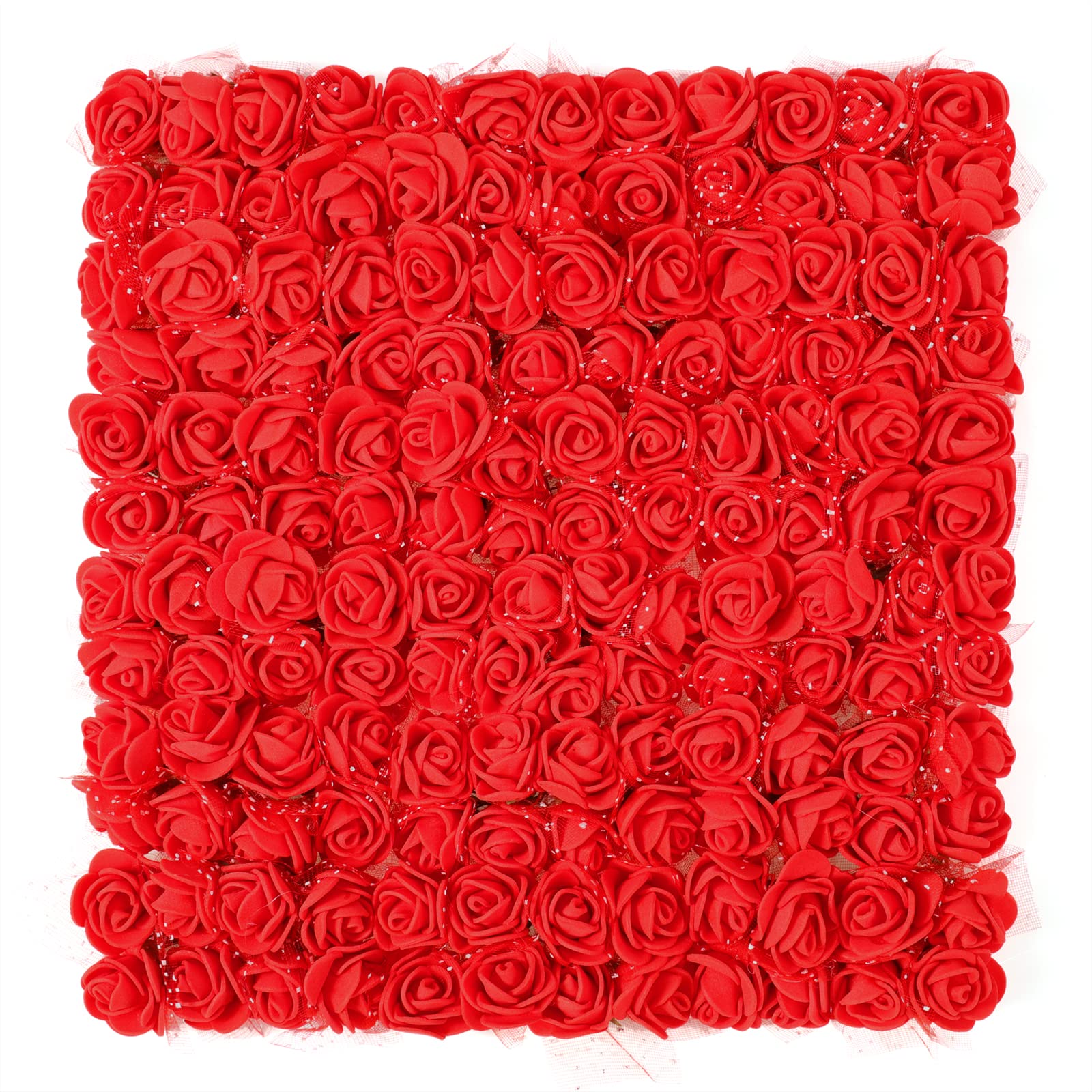 MWOOT Red Artificial Rose Flower Heads, 144Pcs Small Fake Rose Flower for DIY Wedding Flowers Accessories Make Bridal Hair Clips Headbands Dress, 2.5CM Faux Flower Heads for Crafts