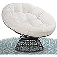 Bme 40" Ergonomic Wicker Papasan Chair with Soft Thick Density Fabric Cushion, High Capacity Steel Frame, 360 Degree Swivel for Living, Bedroom, Reading Room, Lounge