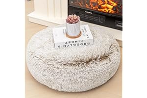 Asuprui Soft Floor Pillow Large Floor Cushion for Sitting Fur Meditation Pillow Premium Yoga Pillow for Living Room Bedroom Balcony Outdoor (Snow Coffee Floor Pillow with Insert)