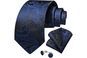 Ties for Men Formal Necktie and Pocket Square Cufflinks Set Wedding Necktie