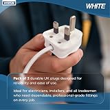 Status 3x 13A UK White 3-Pin Electrical Plug Tops BS1363 CE Certified Cord Grip view 4