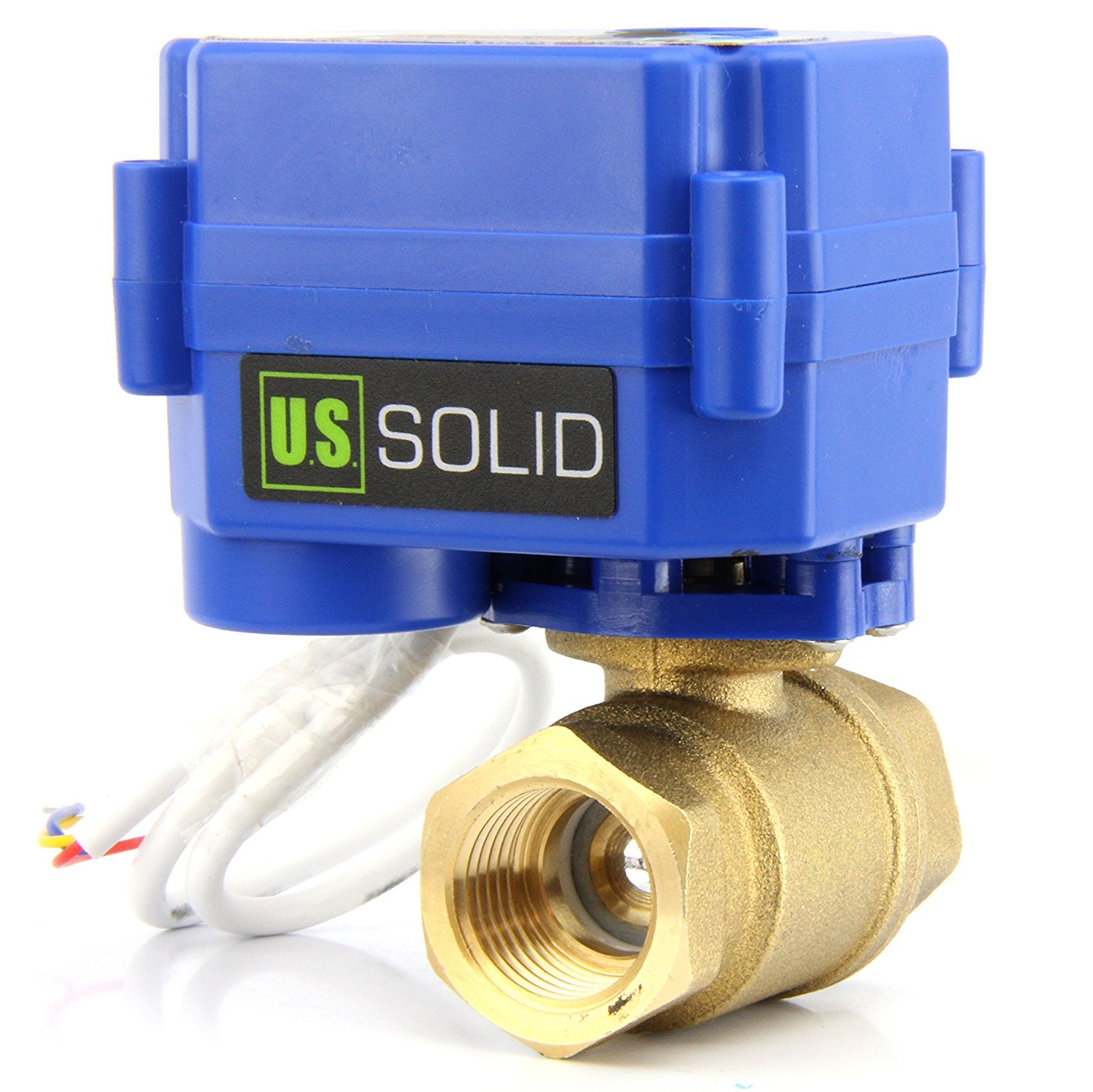 U.S. Solid 1" Motorized Ball Valve Brass DN 25 Electrical Ball Valve, 9-24V AC/DC, 3 Wire Setup