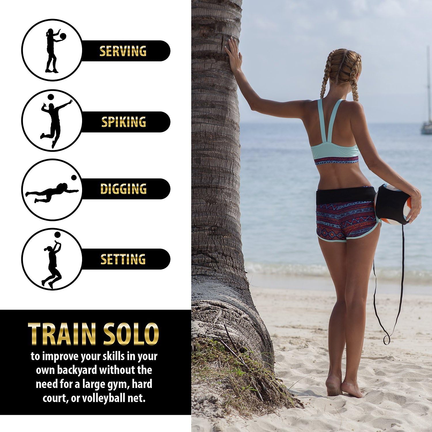 HoDrme 2 Sets of Volleyball Training Aid-Volleyball Rebounder & Resistance Band-Great Trainer for Solo Practice of Serving Tosses, Arm Swings and Passing Technique : Sports & Outdoors