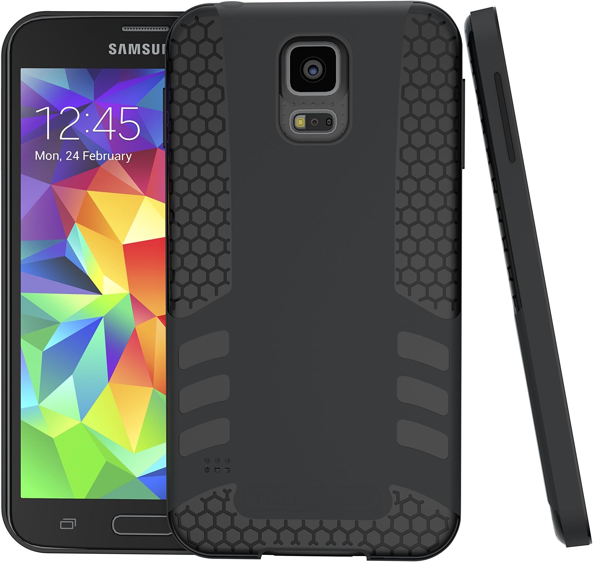 TOUGHBOX Galaxy S5 Case, [Titan Series] [Slim-Fit] [Non-Slip] [Dual-Layer] [Gray | Grey] for Samsung Galaxy S5 Case Protective Hard Cover