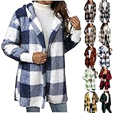Womens Long Flannel Shacket Casual Plaid Cardigan Jacket Loose Long Sleeve Fall Winter Warm Coat Fashion Clothes 2025