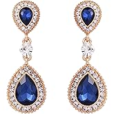 BriLove Women's Wedding Bridal Crystal Teardrop Infinity Figure 8 Dangle Earrings