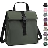 GYEUKHAM Insulated Lunch Bag for Men/Women/Kids, Roll top Reusable Lunch Box with Adjustable Shoulder Strap, Thermal Lunch Cooler Tote Container for Adults/Teens School Work Office Picnic,Army Green