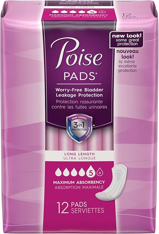 Poise Incontinence Pads, Maximum Absorbency, Long, 12 ct Amazon.co.uk