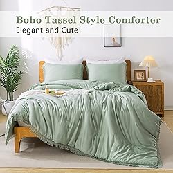 Andency Sage Green Tassel Comforter Set