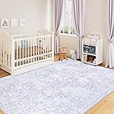 DUKINO Washable Area Rug 5x7, Boho Low-Pile Rugs for Living Room, Non Slip Rubber Backing Girls Rugs, Soft Vintage Nursery Rug for Living Room, Bedroom, Dining Room, Dorm Room, Office, Purple