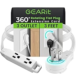 GEARit 360 Rotating Flat Plug Extension Cord