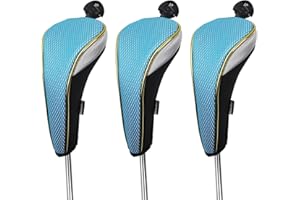 Andux 3Pcs/Set Gold Golf Hybrids Club Head Covers with Dial No. Tag MT/HY11