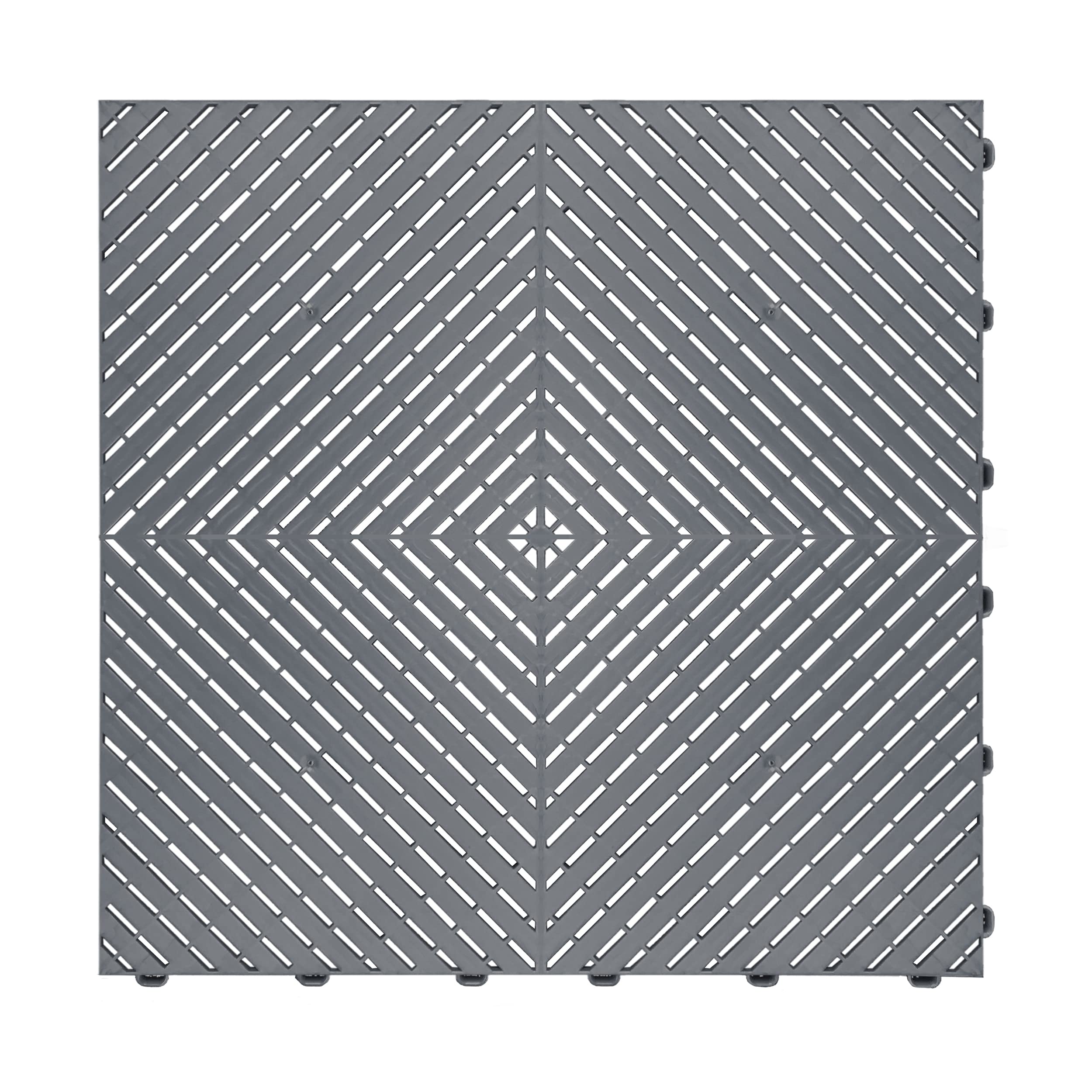 Photo 1 of Swisstrax Ribtrax Smooth PRO Interlocking Garage Floor Tiles, 15.75 x 15.75-Inch, Slate Grey, 24 Piece Set
