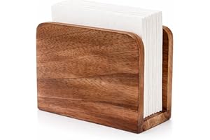 KC Kullicraft Mango Wood Burning Finish Napkin Holders Upright Paper Napkin Storage Dispenser for Kitchen, House, Party, Rest