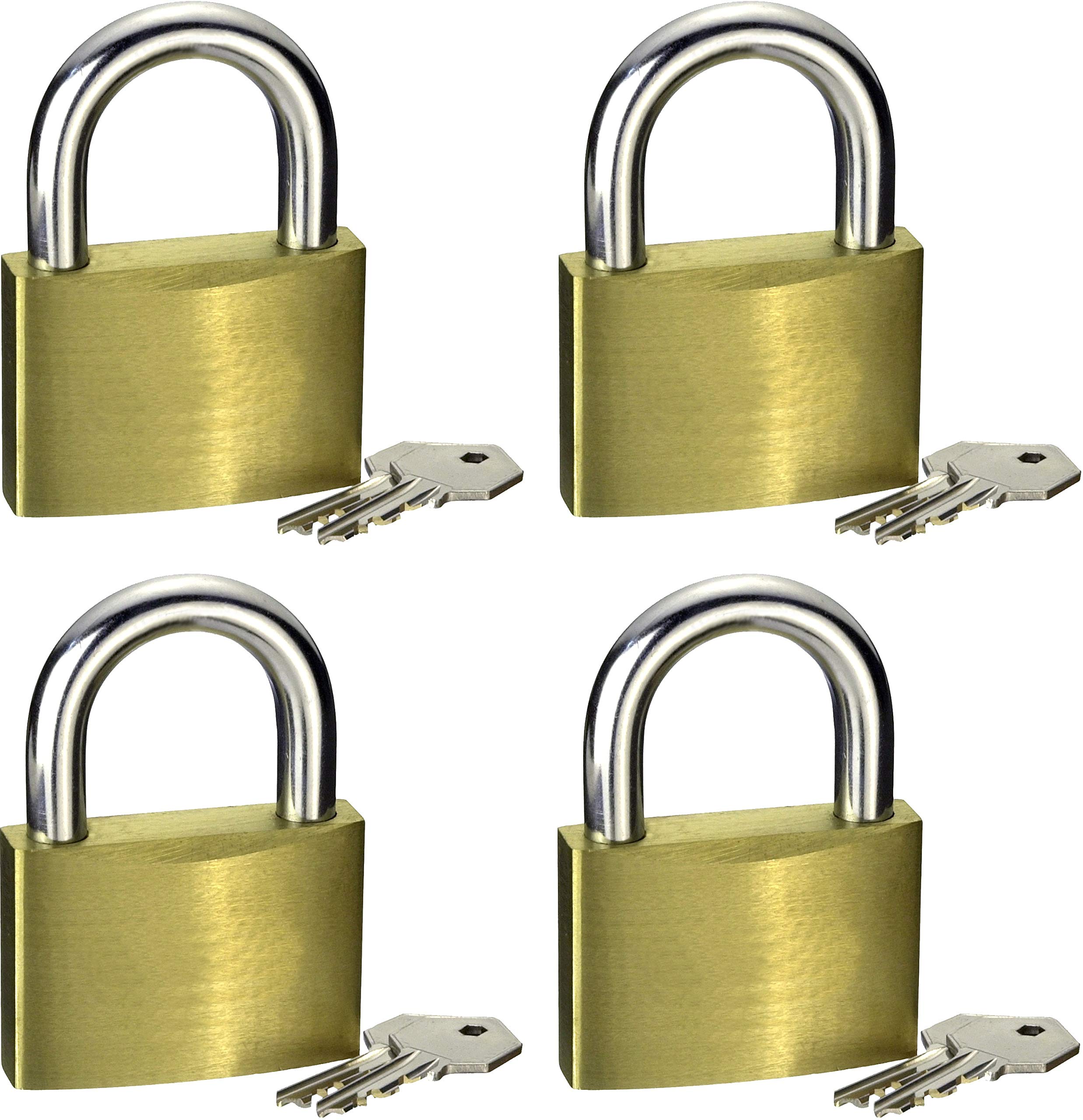 CON:P B34006 4 x 40mm Brass Cylinder Padlock Set
