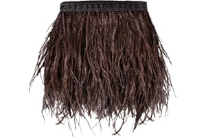 WHITEFEATHER 2 Yards 4-6inch Dyed Ostrich Feathers Trim Fringe for DIY Dress Sewing Crafts Ostrich Feathers Costumes Decoration (Coffee)