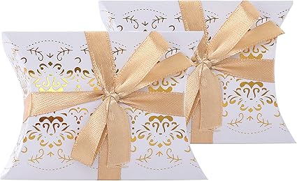 Wolfteeth Lot De 50 Boites A Dragees Avec Rubans Porte Dragees Cadeaux Marque Places Pour Mariage Anniversaire Bapteme Communion Fete Diplome Forme Coussin Impression Bronzing 7001 Amazon Fr Cuisine Maison